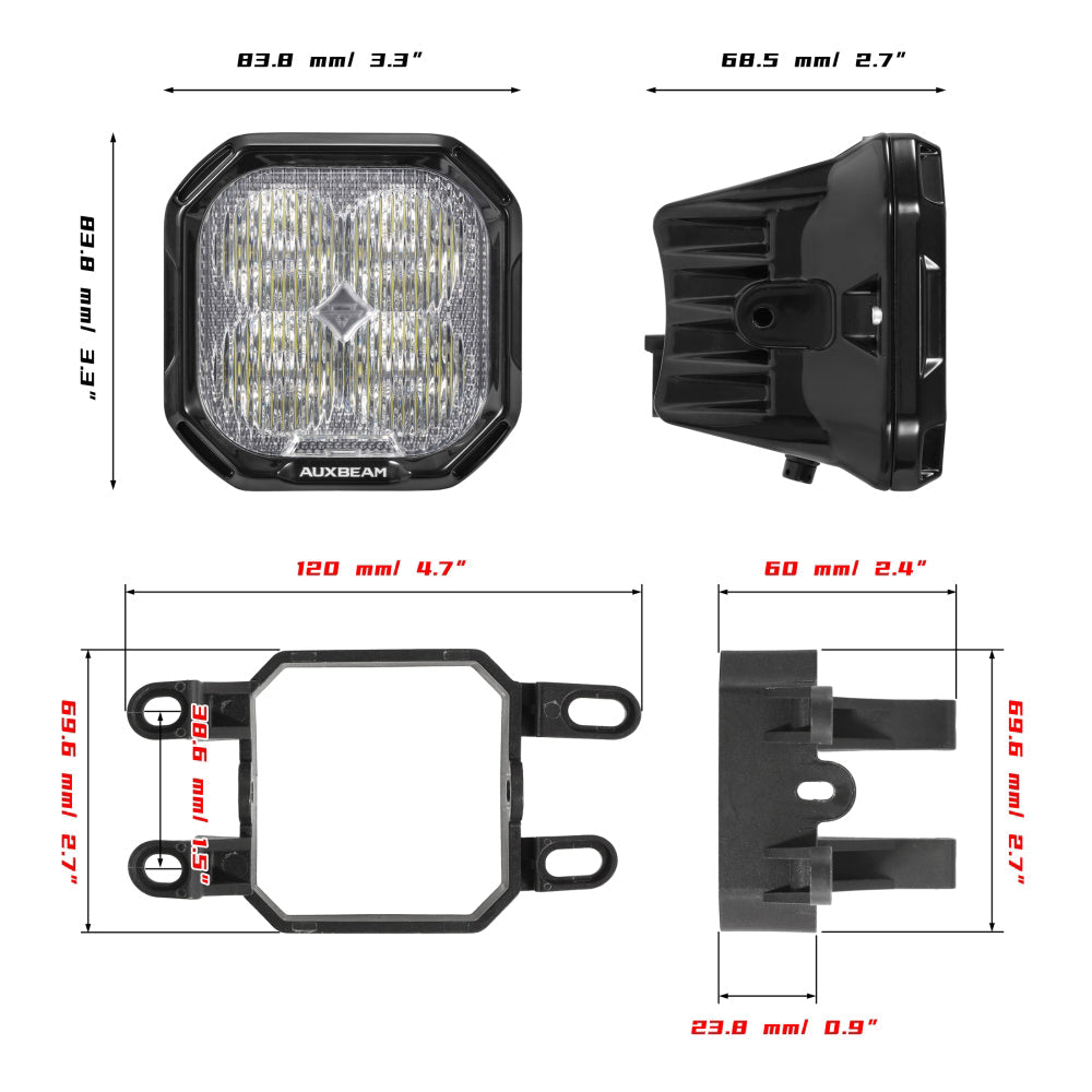 Color Play Series 3 Inch LED Fog Light Kit For Lexus Toyota Subaru Legacy