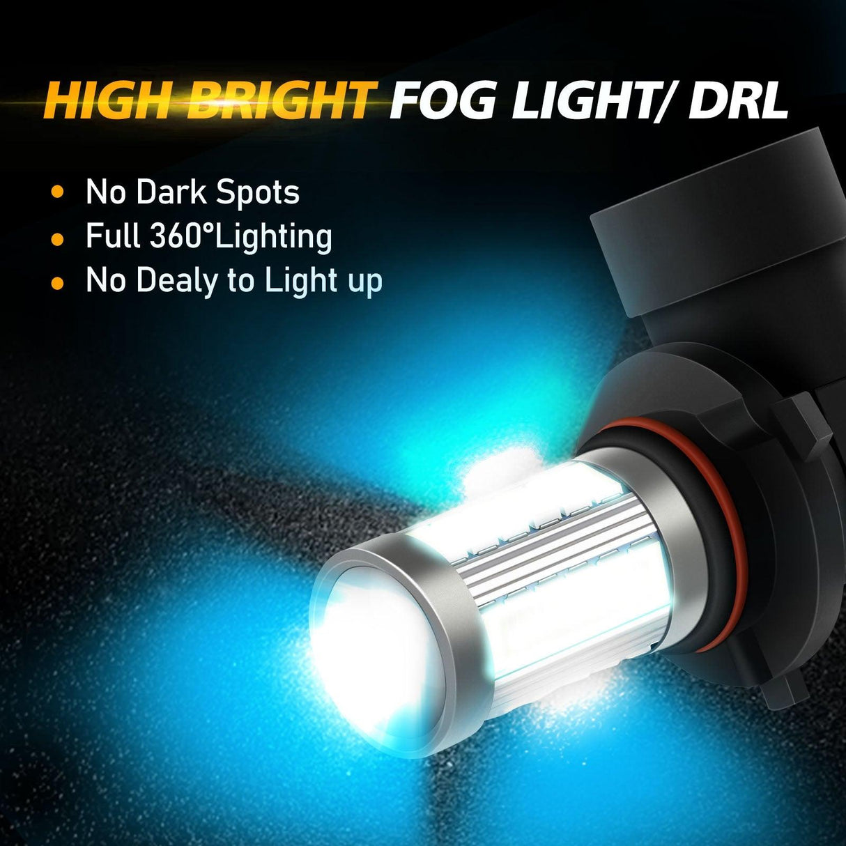 H10 9145 9140 HB3 LED Fog Light/DRL 50W 4000LM Ice Blue 33LED Series | 2 Bulbs