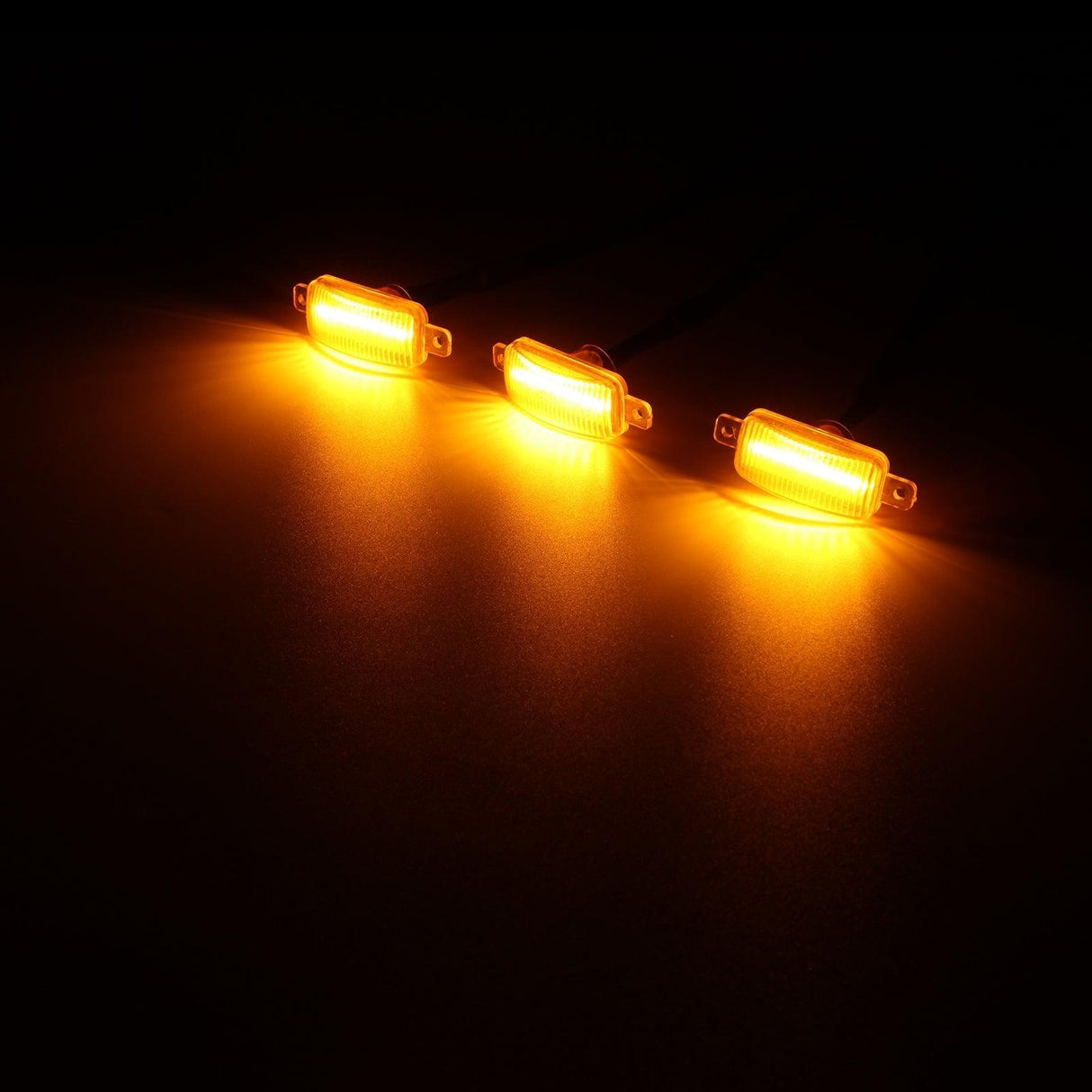 (3pcs/set) LED Front Grille Lights Raptor Style Amber Light Universal Car Modification (Amber shell/ Smoked shell)