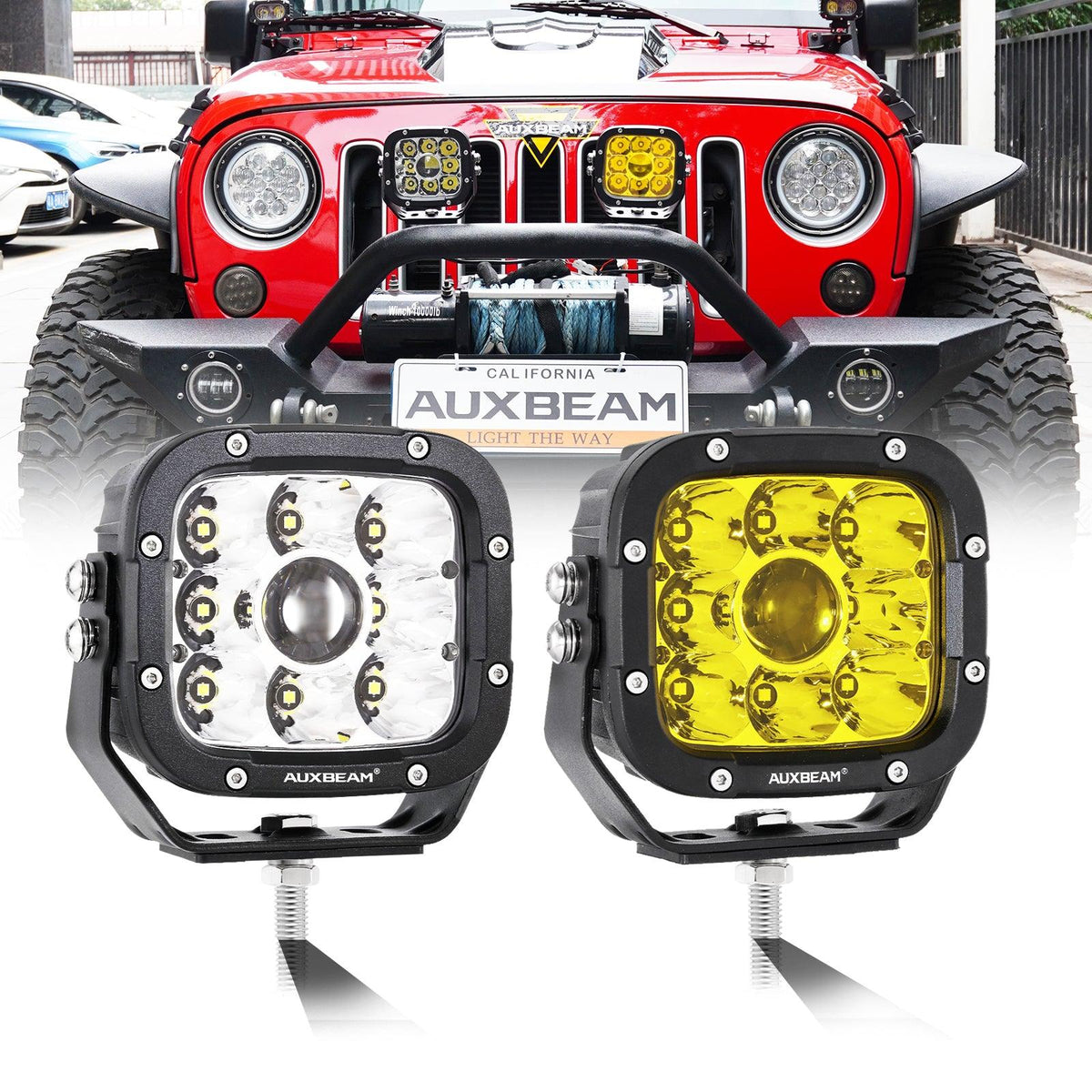Auxbeam® 5 Inch Off Road LED Pods Light with Amber Cover for SUV Jeep ...