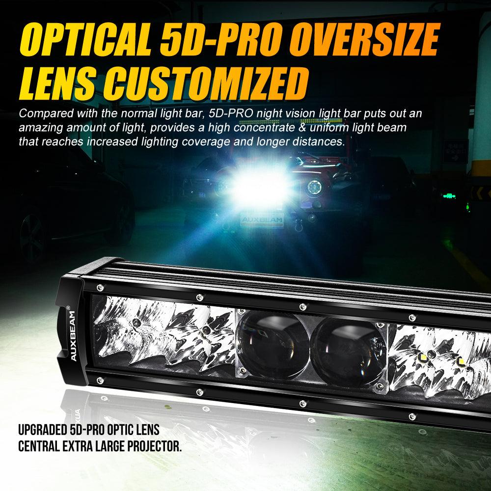 12 Inch 5D-PRO Series 22000LM Spot Beam Off Road Led Light Bar+Universal Mounting Brackets Adjustable Pillar Hood