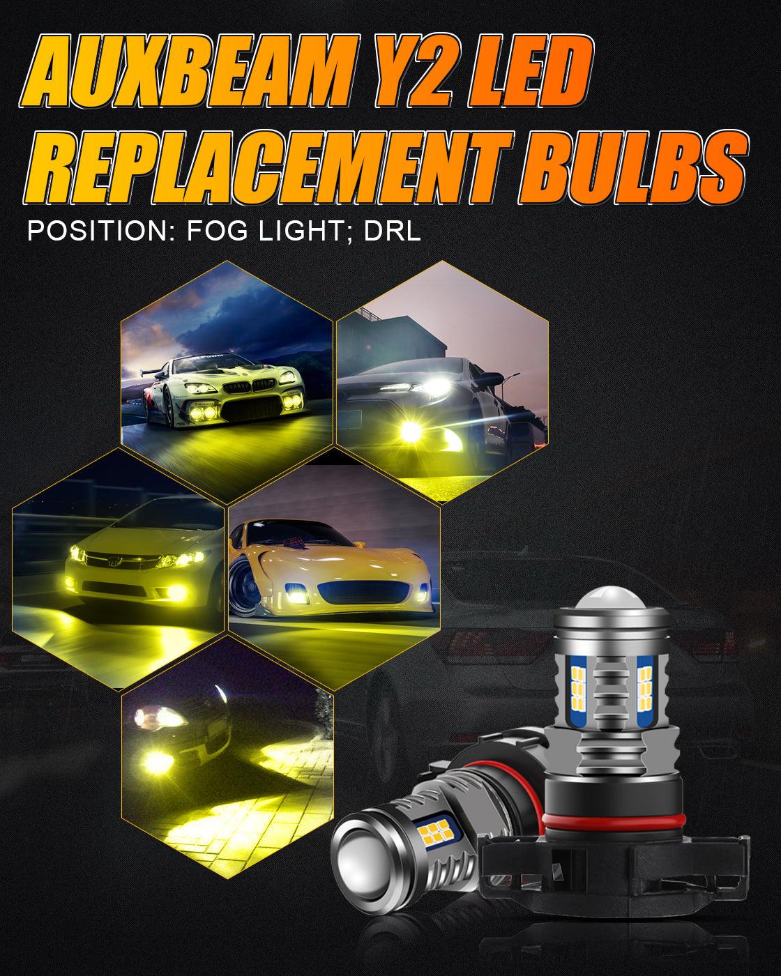 (2pcs/set) 5202/5201/PS24W/H16EU Y2 Series 3-Sides Cool White/Golden Yellow LED Fog Light/DRL