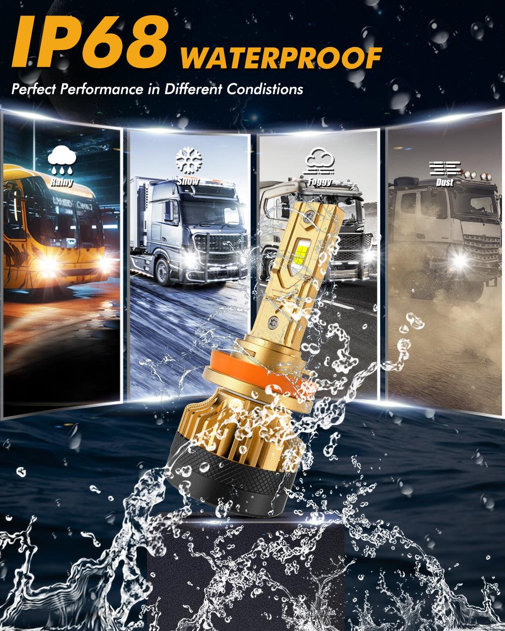 🆕H11+H11 LED Headlight Bulbs S3 Pro Series High Power 24V 120W 24000LM 6500K Cool White | 4 Bulbs