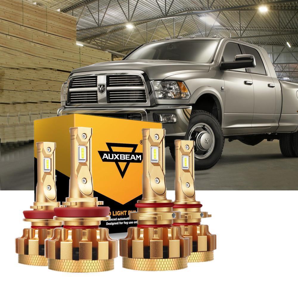 For 2009-2010 Dodge Ram 3500(with 4 headlamps) F-16 Plus Series Built-in Canbus Automotive Grade 14000LM LED Light Bulbs High Low Beam Bundle