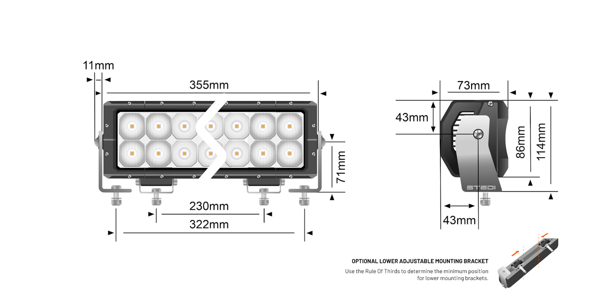 STEDI ST4K 14" 24 LED Double Row Light Bar Rove Overland