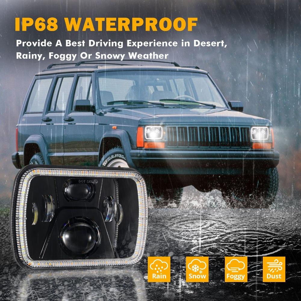 7x6 Led Headlights Rectangular Headlamps High Low Sealed Beam w/DRL Turn Signal DOT Approved for Jeep Wrangler YJ Cherokee XJ Ford Chevy GMC Toyota