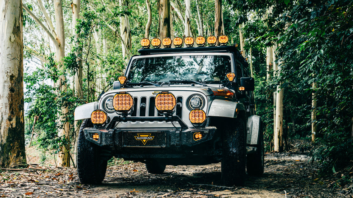 Auxbeam MASTER-T Series 7" Combo Beam Off-Road Lights Amber Backlight