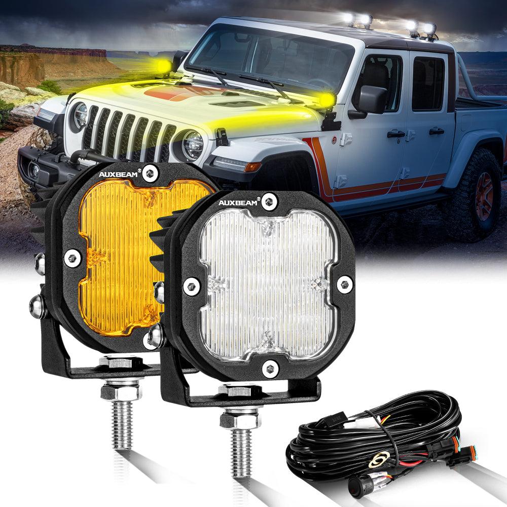 3 Inch 80W 9600LM LED Pods Lights White&Amber for JEEP