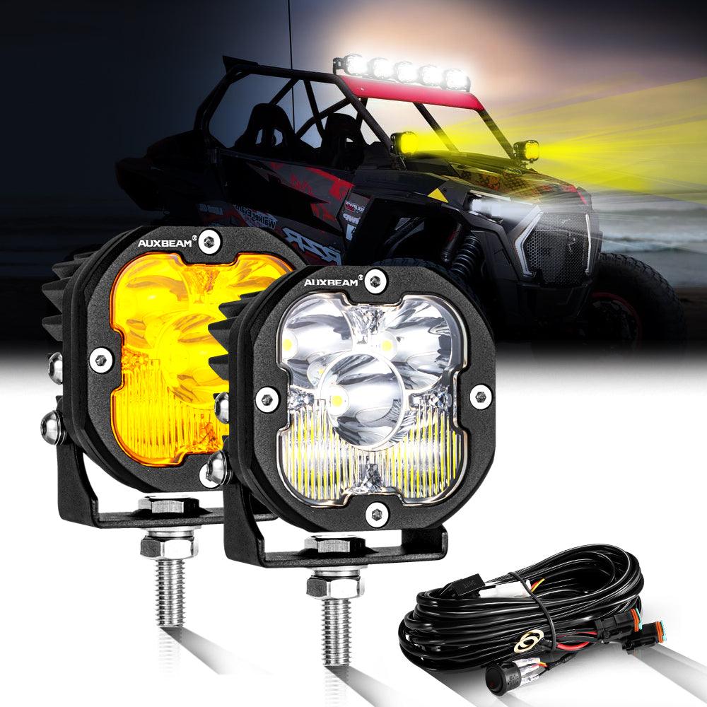 3 Inch 80W 9600LM LED Pods Lights White&Amber for ATV UTV SIDE BY SIDE 4X4