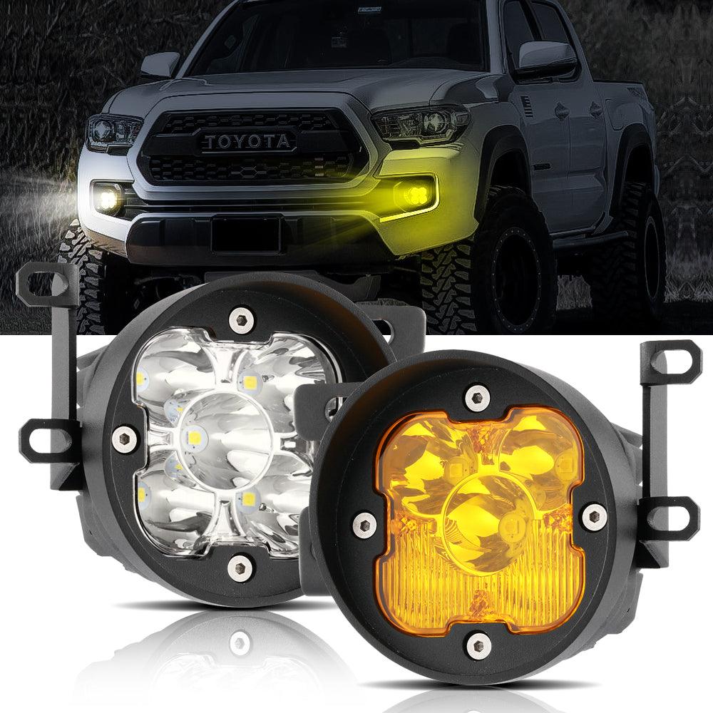 3 Inch 80W 9600LM LED Fog Lights Kit White/Yellow Beam for 2012-2022 Toyota Tacoma/ 2010-2022 Toyota 4Runner / 2014-2022 Toyota Tundra