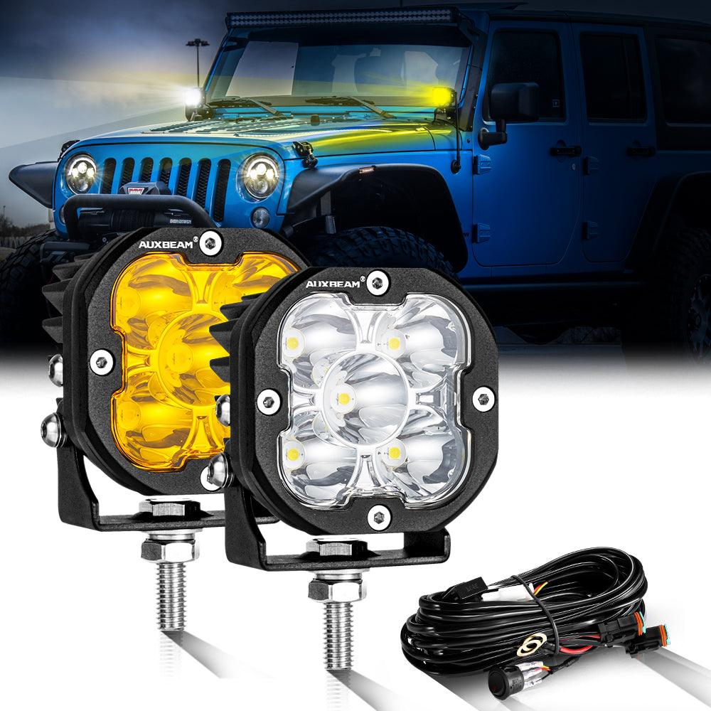 3 Inch 80W 9600LM LED Pods Lights White&Amber for JEEP
