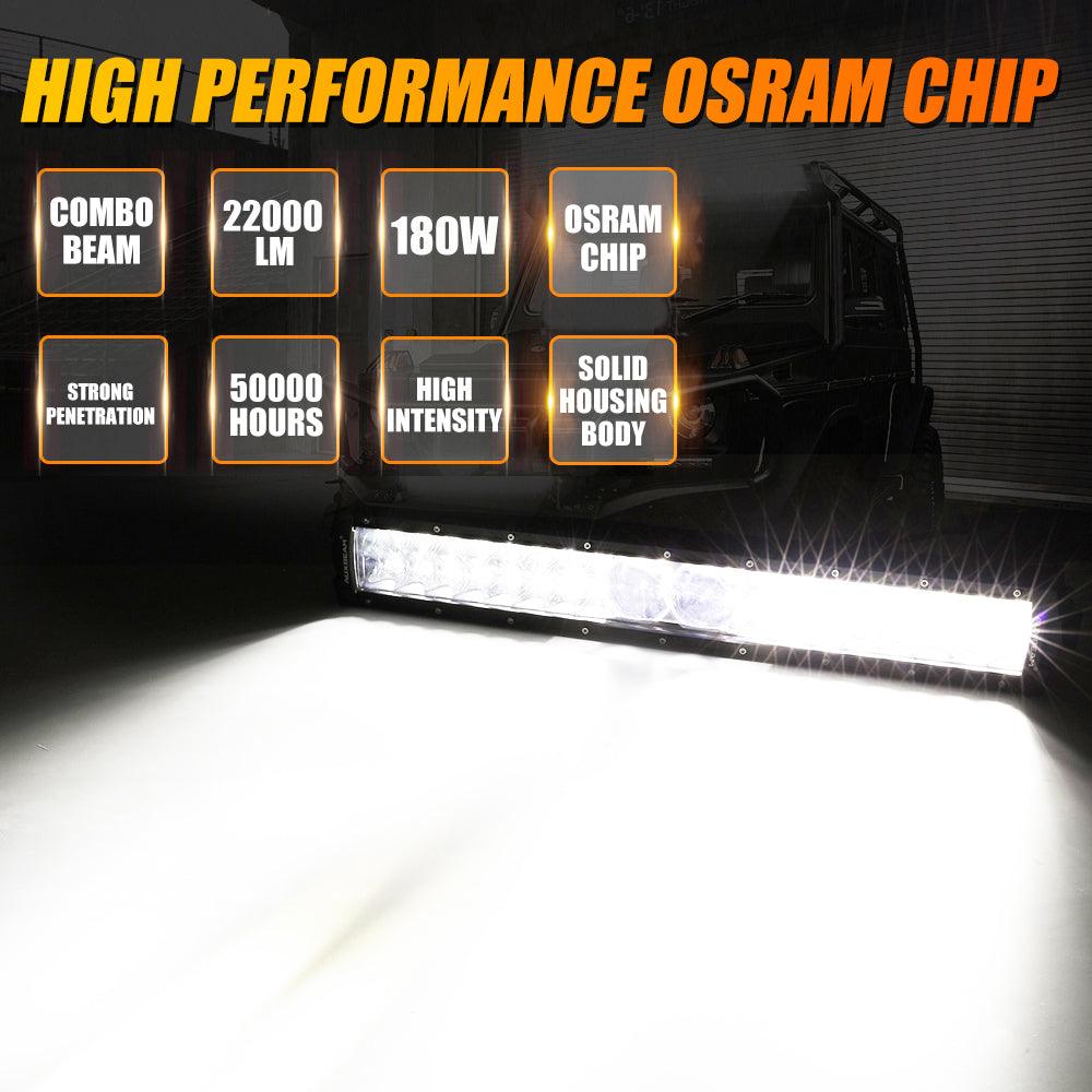 22 Inch 5D-PRO Series 22000LM Spot Beam Off Road Led Light Bar+Universal Mounting Brackets Adjustable Pillar Hood