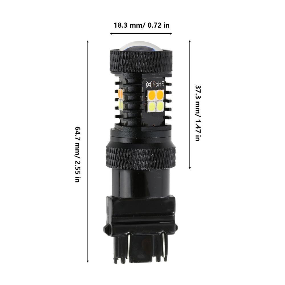 T25 3157 3156 LED Front Turn Signal & DRL Light Bulbs 300% High Brightness Dual Color Switchback White & Amber | 2 Bulbs