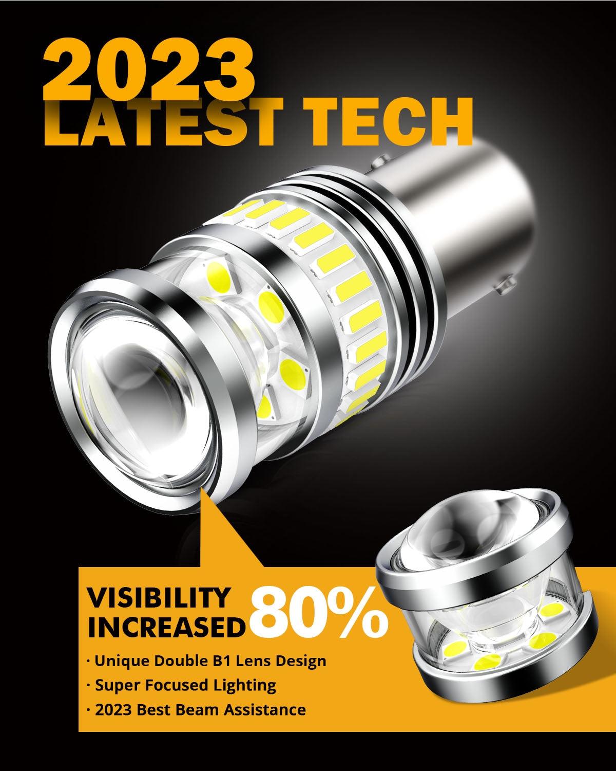 1157 BAY15D LED Backup Reverse/Turn Signal/Brake Tail Light Bulbs 11W 4000LM 6500K White B1 Series | 2 Bulbs