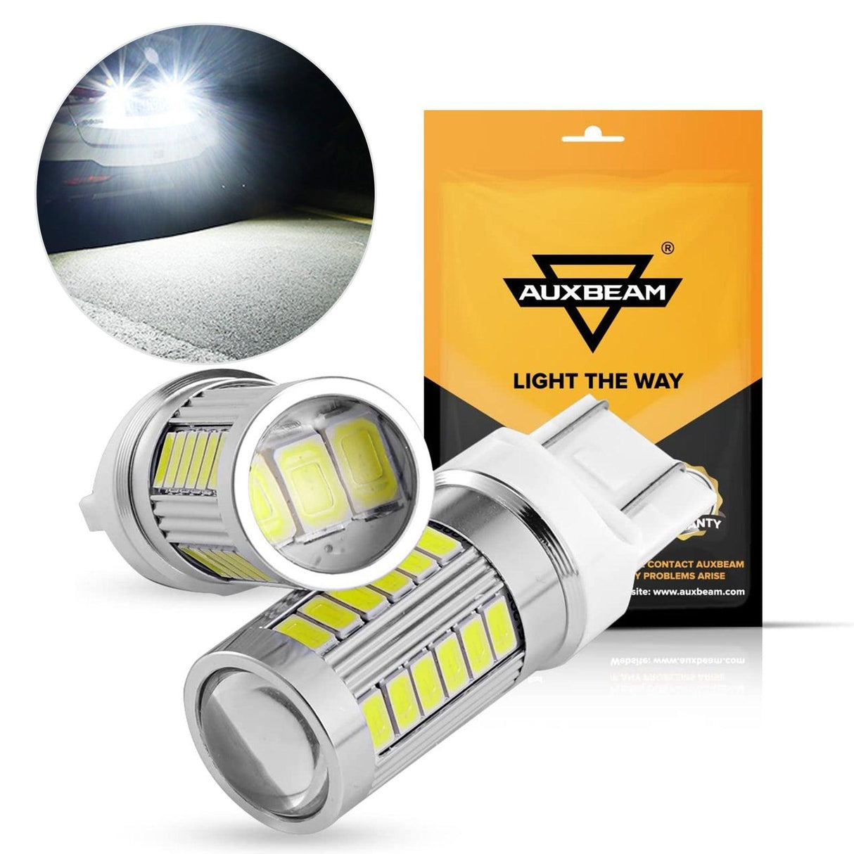 T20 7443 7440 LED Backup Reverse/Turn Signal/Brake Tail Light 20W 4000LM 6500K White 33LED Series | 2 Bulbs
