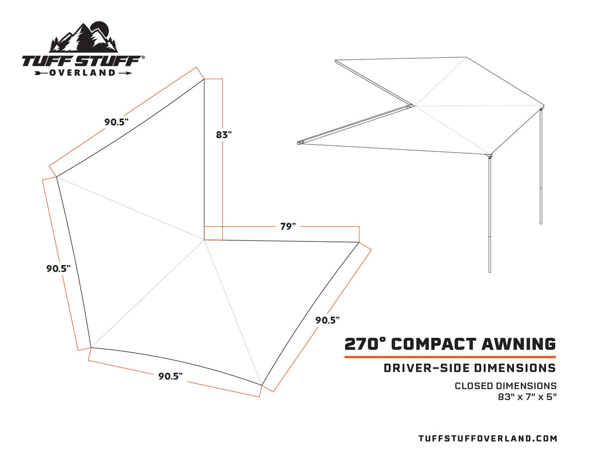 Tuff Stuff® Overland Awning, 270 Degree, Compact Tuff Stuff Overland