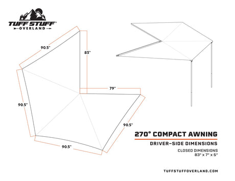 Tuff Stuff® Overland Awning, 270 Degree, Compact Tuff Stuff Overland