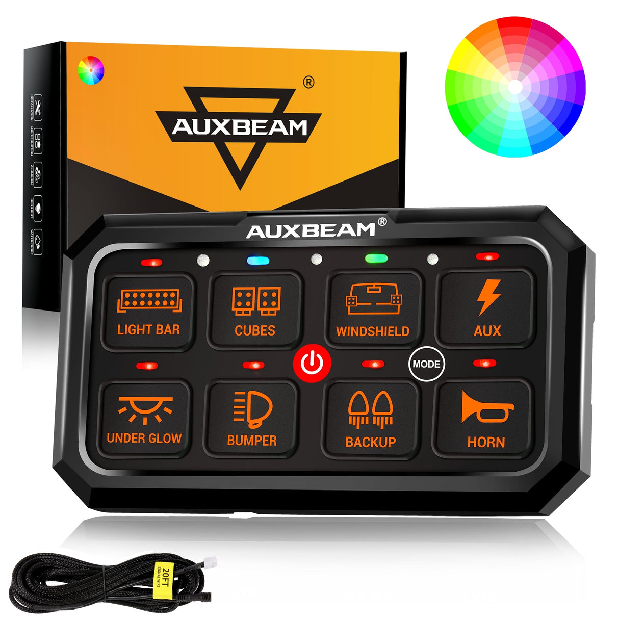 RA80 XL RGB Switch Panel, Larger Size, Toggle/ Momentary/ Pulsed Mode Supported