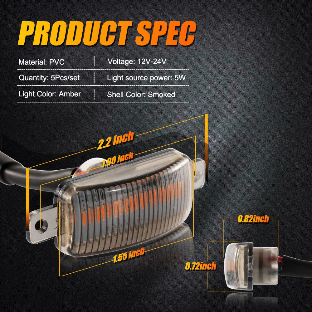 (5pcs/set) LED Front Grille Lights Raptor Style Amber Light Universal Car Modification