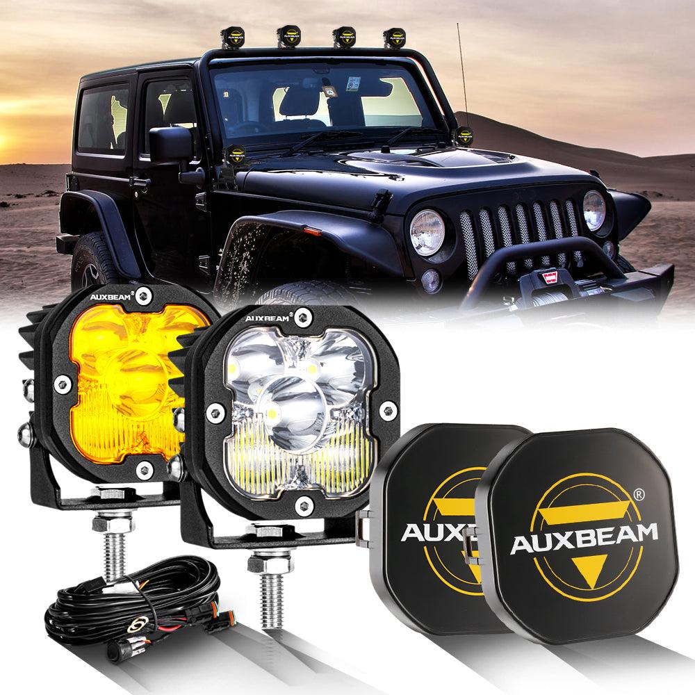 3 Inch 80W 9600LM LED Pods Lights White&Amber for JEEP