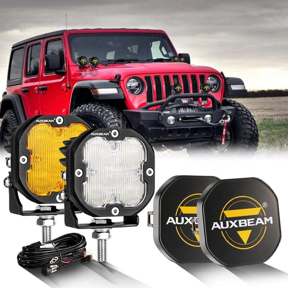 3 Inch 80W 9600LM LED Pods Lights White&Amber for JEEP