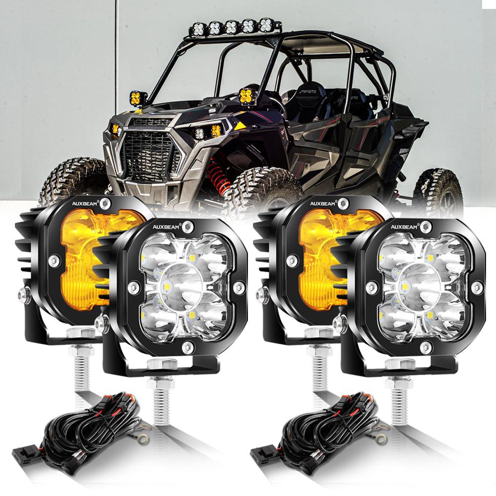 3 Inch 80W 9600LM LED Pods Lights White&Amber for ATV UTV SIDE BY SIDE 4X4