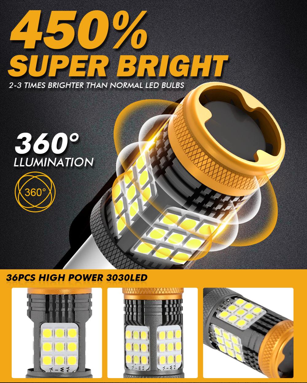 (2pcs/set) 🆕1157 BAY15D 1156 BA15S BAU15S White Amber Red Canbus Error Free No Hyper Flash LED Turn Signal DRL Brake Light Tail Light Reversing Light Bulbs Fan Cooling