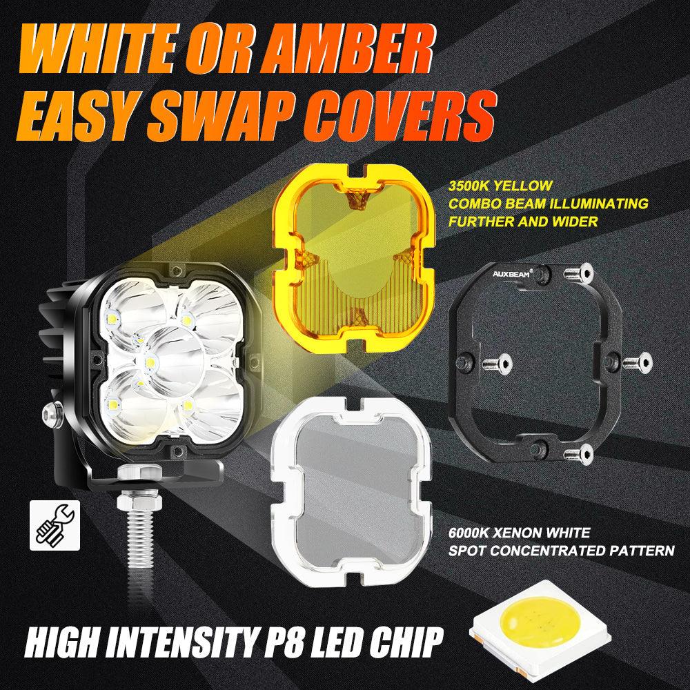 3 Inch 80W 9600LM LED Fog Lights Kit White/Yellow Beam for 2012-2022 Toyota Tacoma/ 2010-2022 Toyota 4Runner / 2014-2022 Toyota Tundra