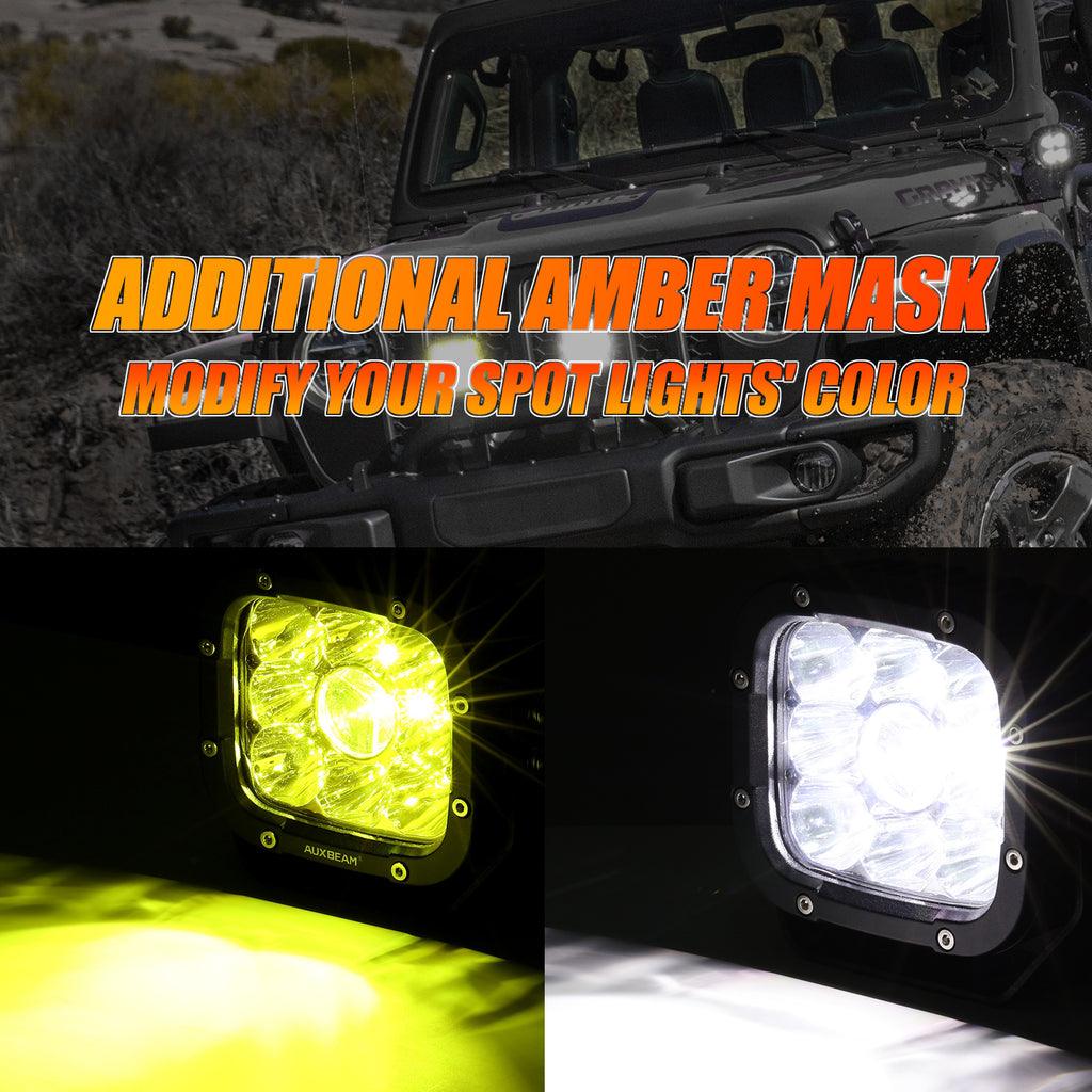 5 Inch 110W LED Driving Lights with Additional Amber Covers & 22 Inch 5D-PRO Series LED Light Bars Combo for CBR 1000rr Off Road Buggy, ATV, UTV, Truck