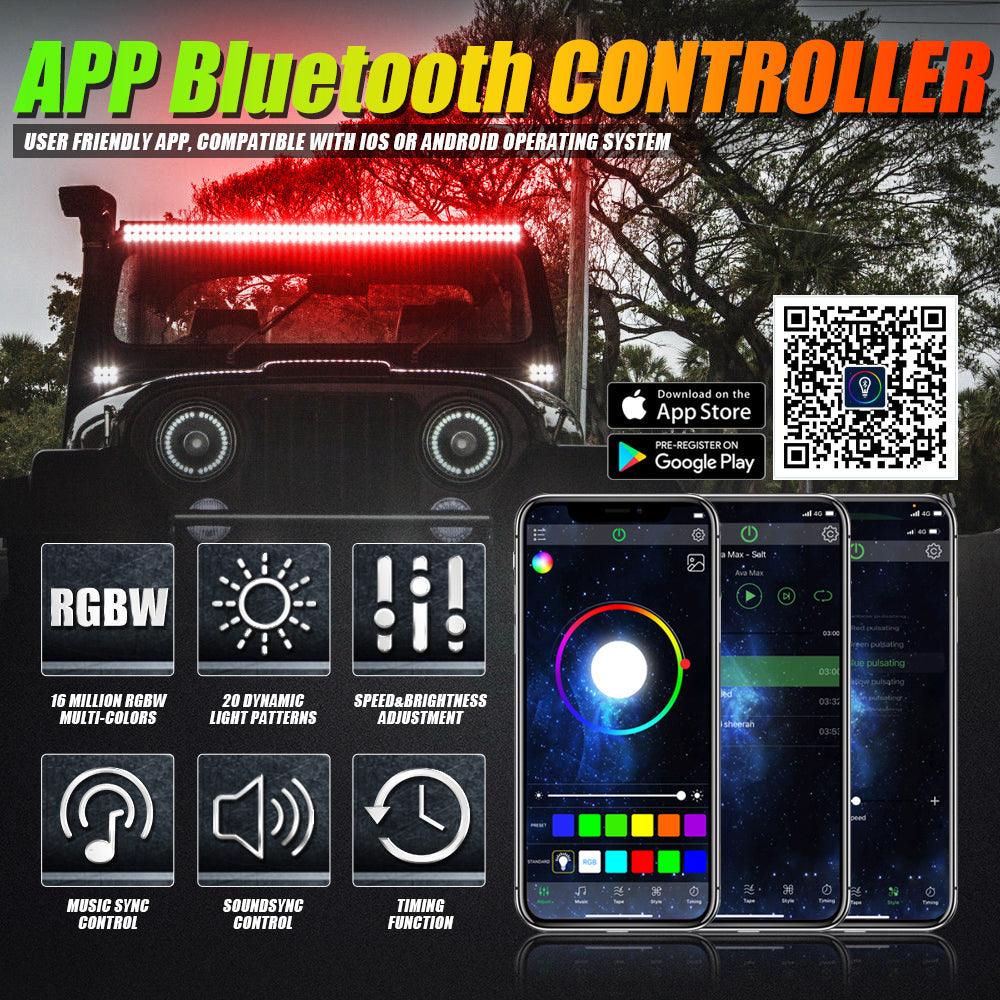 New 52 Inch V-PRO Series Curved RGBW Color Changing Off Road Led Light Bar for ATV UTV SIDE BY SIDES