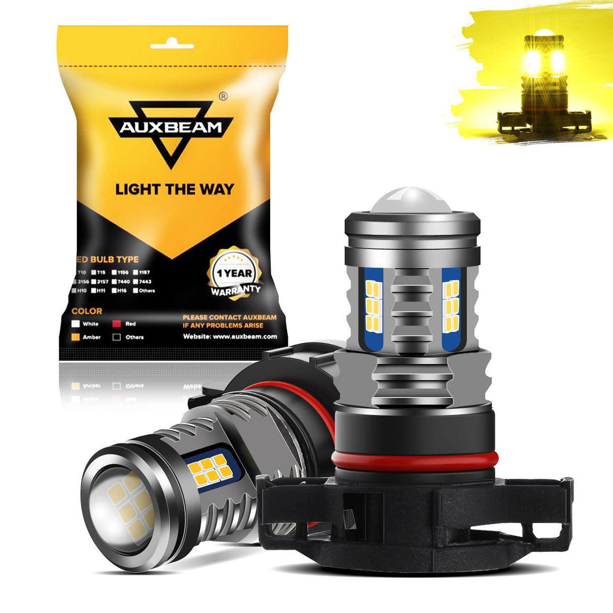 🔥(2pcs/set) 5202/5201/PS24W/H16EU Y2 Series 3-Sides Golden Yellow LED Fog Light/DRL