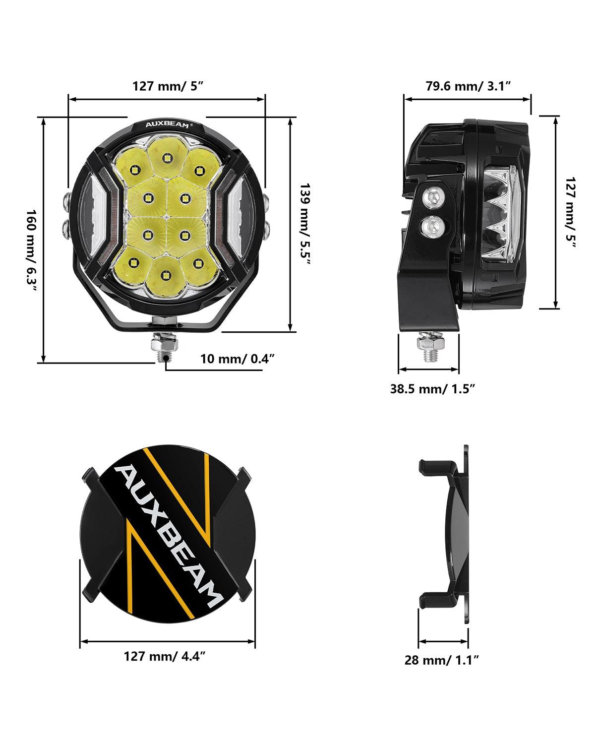 V-ULTRA Series | 5 Inch 172W LED Side Shooter White Pod Lights with Amber DRL