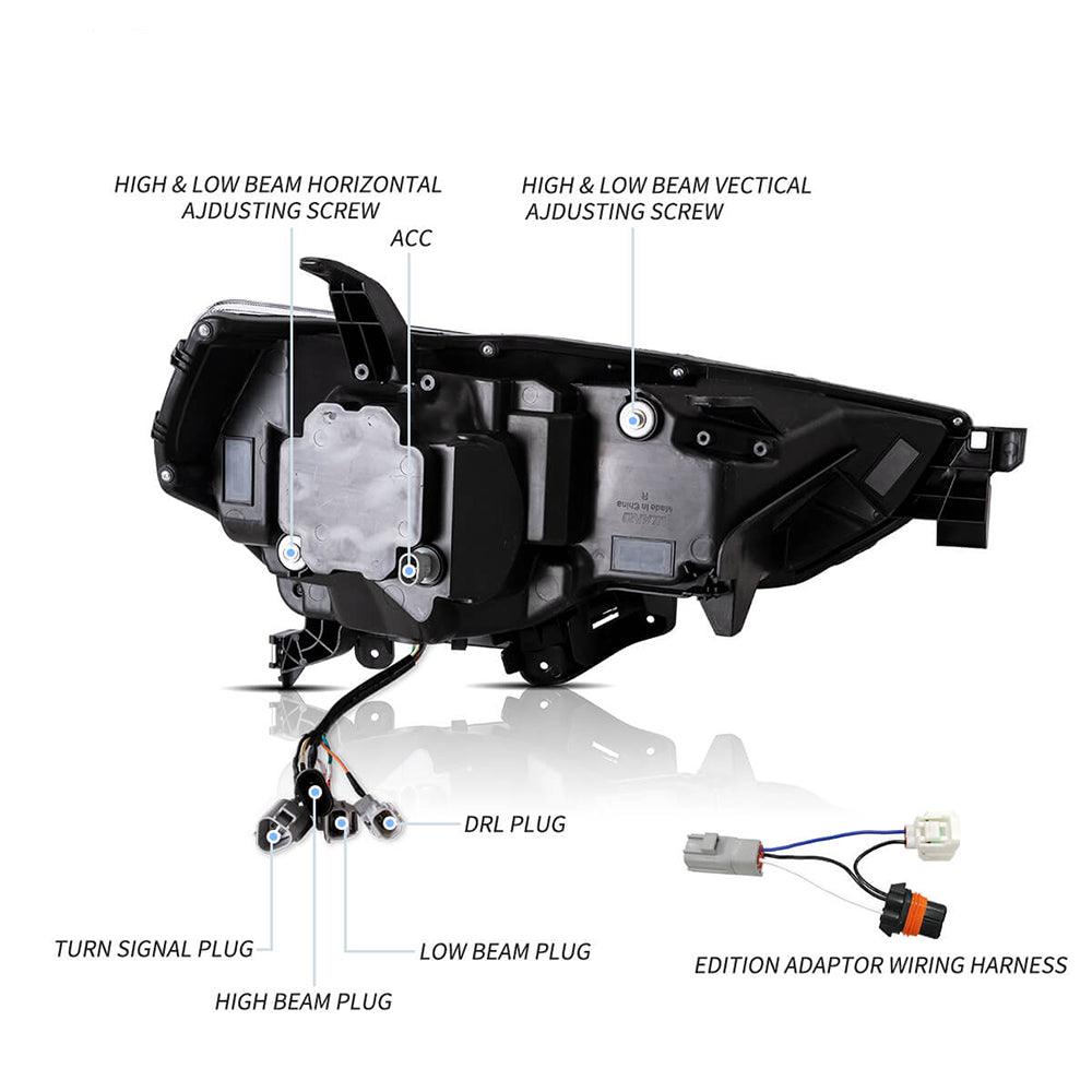 LED Headlight Assembly Reflection Bowl Chrome For 2014-2022 Toyota 4Runner 5th Gen (N280)