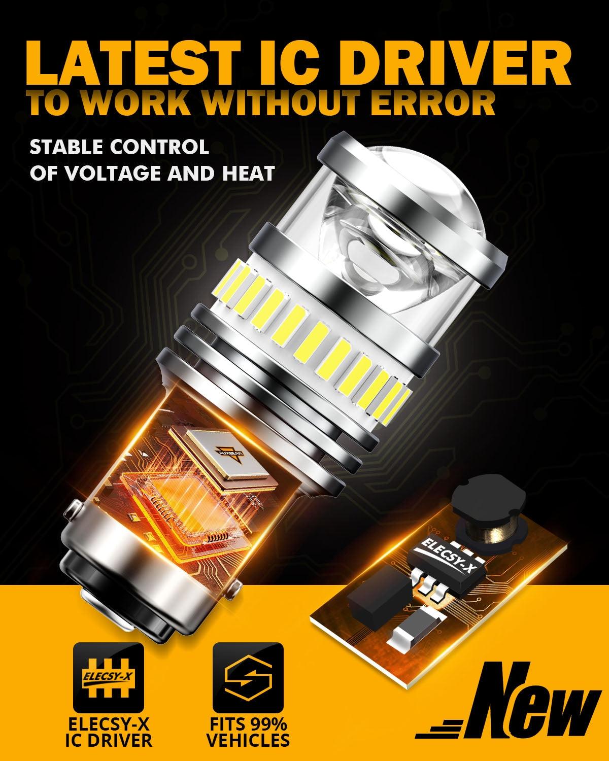 1157 BAY15D LED Backup Reverse/Turn Signal/Brake Tail Light Bulbs 11W 4000LM 6500K White B1 Series | 2 Bulbs