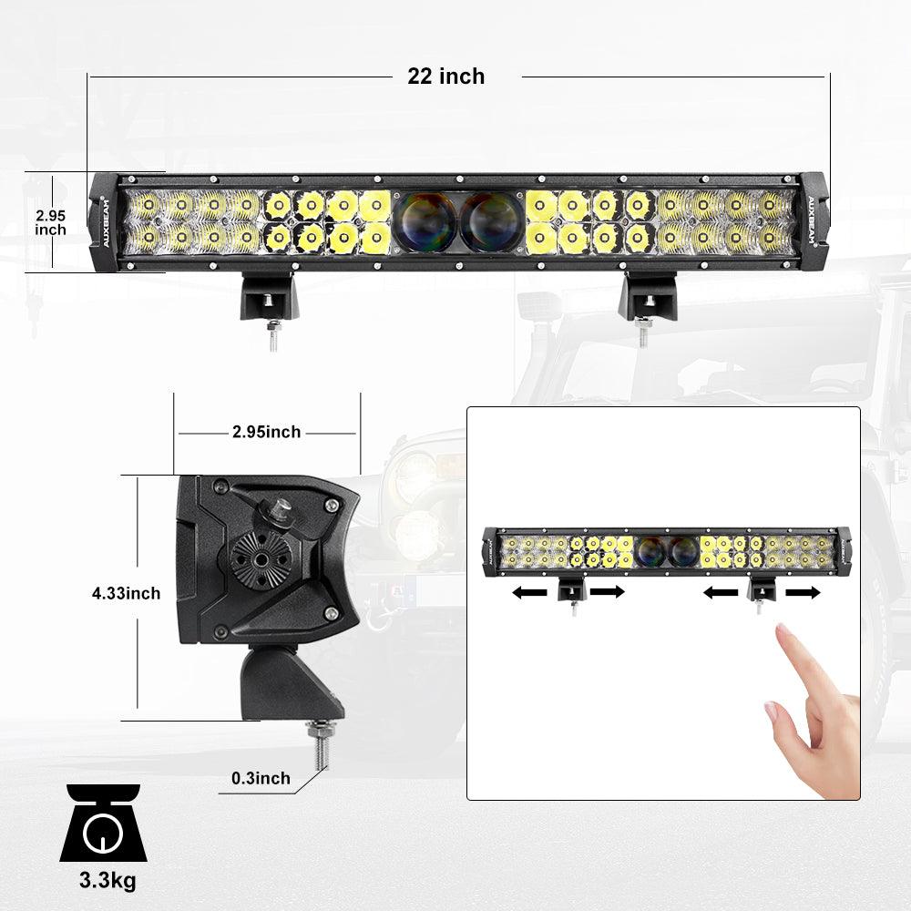 5 Inch 110W LED Driving Lights with Additional Amber Covers & 22 Inch 5D-PRO Series LED Light Bars Combo for CBR 1000rr Off Road Buggy, ATV, UTV, Truck