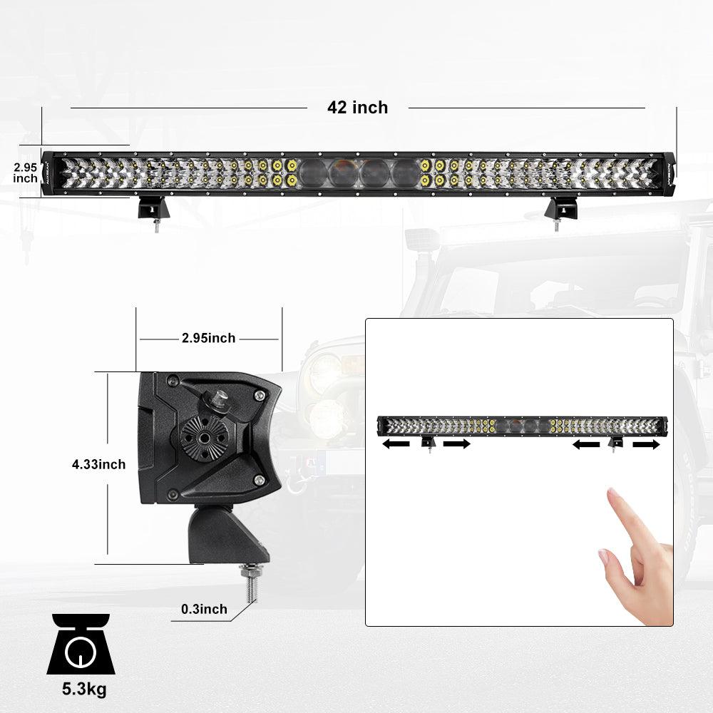 42 Inch 5D-PRO Series LED Light Bar & Car Roof Windshield LED Light Bar Mounting Bracket for 2014-2019 Can-Am Commander 1000 800 Models