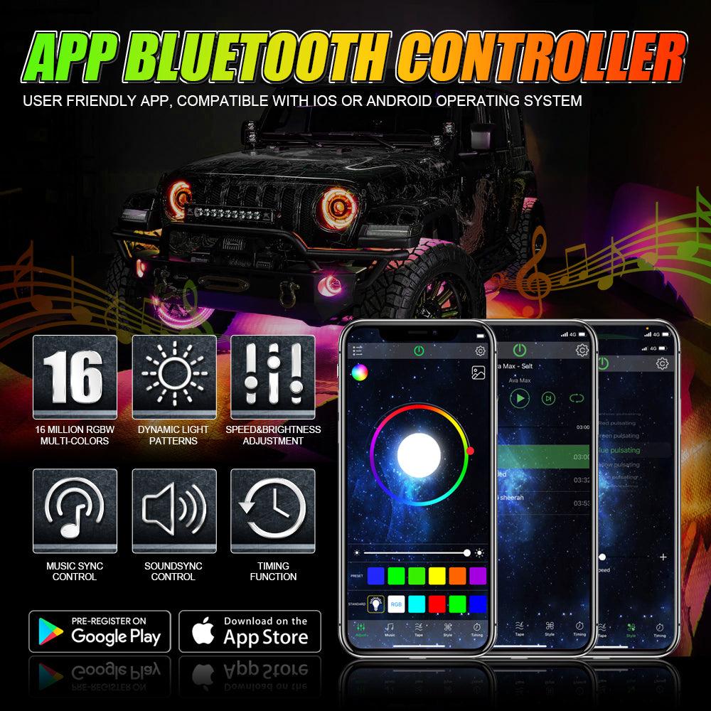 Magic Dream Color RGB Underglow Lights LED Strip Lights Kit with Bluetooth APP & Wireless Remote Control with Brake Light Function