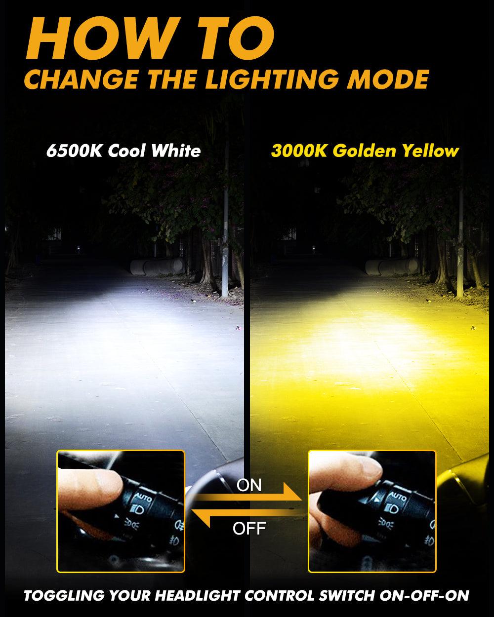 H1 LED Bulb Fog Lights 110W 25000LM GX Bi-Color Series High Power & Brightness Dual Color Switchback | 2 Bulbs