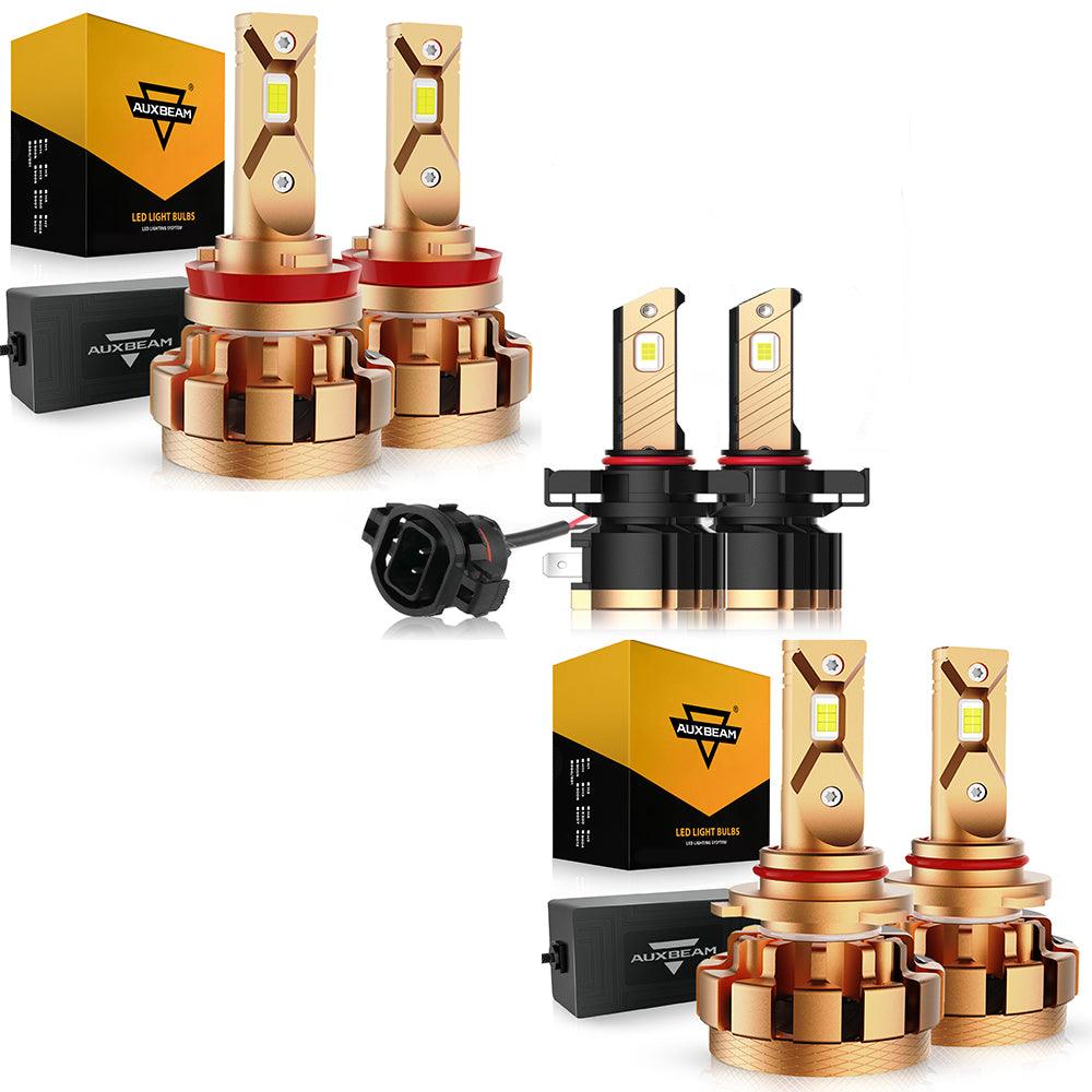 FOR 2007-2019 Chevrolet Silverado 1500 2500 3500 9005+H11+5202 High Low Beam Fog Light Combo F-16 Plus Series Automotive Grade 28000LM LED Light Bulbs