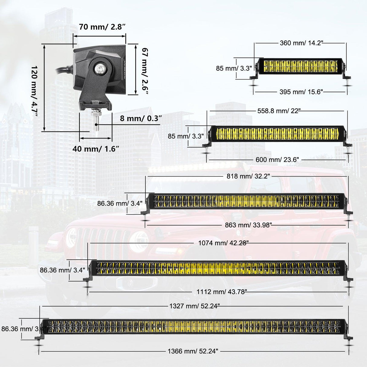 SP Series 12 Inch/22 Inch/32 Inch/42 Inch/52Inch Driving Beam Light Bar