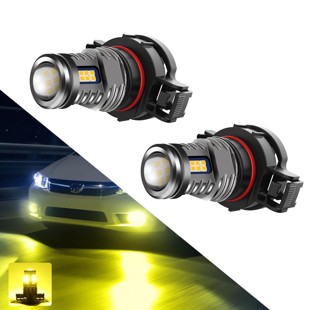 (2pcs/set) 5202/5201/PS24W/H16EU Y2 Series 3-Sides Cool White/Golden Yellow LED Fog Light/DRL