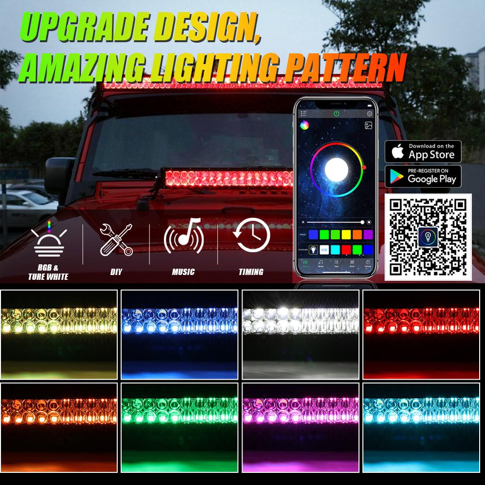 New 32 Inch V-PRO Series Straight RGBW Color Changing Off Road Led Light Bar for ATV UTV SIDE BY SIDES