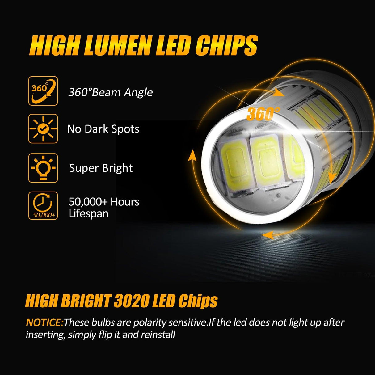 T20 7443 7440 LED Backup Reverse/Turn Signal/Brake Tail Light 20W 4000LM 6500K White 33LED Series | 2 Bulbs