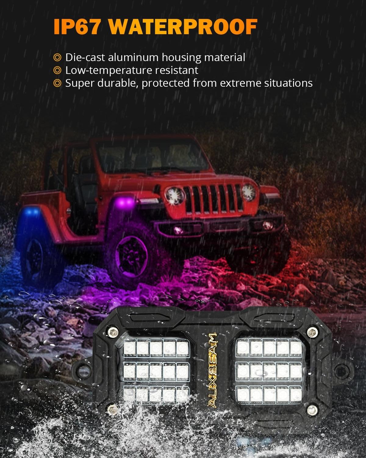 NEW Vibrant Series | 8PCS RGB LED Rock Lights Kit Multicolor Neon Underglow Lights with Bluetooth APP & Remote Control