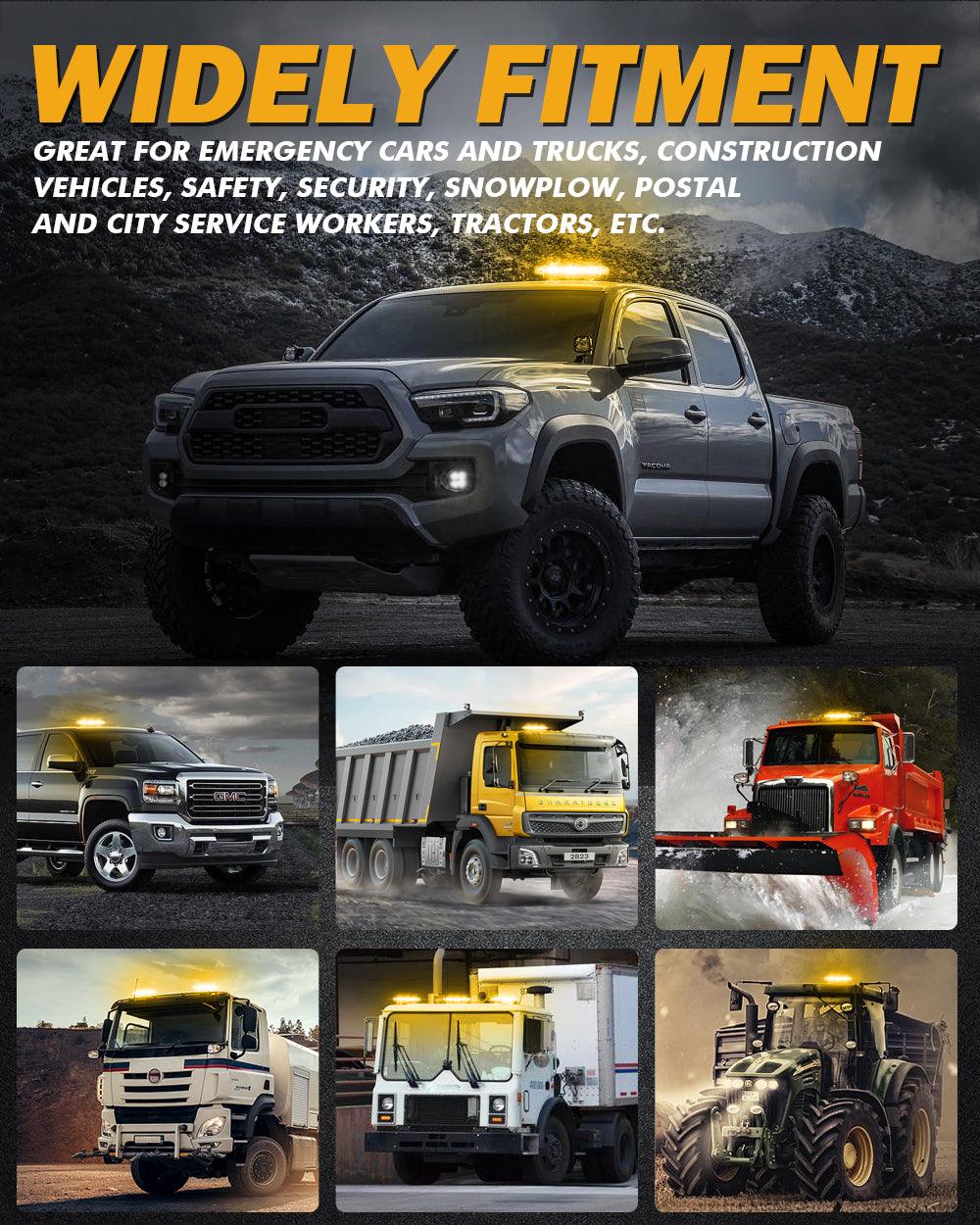 17" Rooftop Strobe Flashing Light Bar, 23 Flashing Modes Magnetic Mount Emergency Safety Warning Caution Beacon Lights