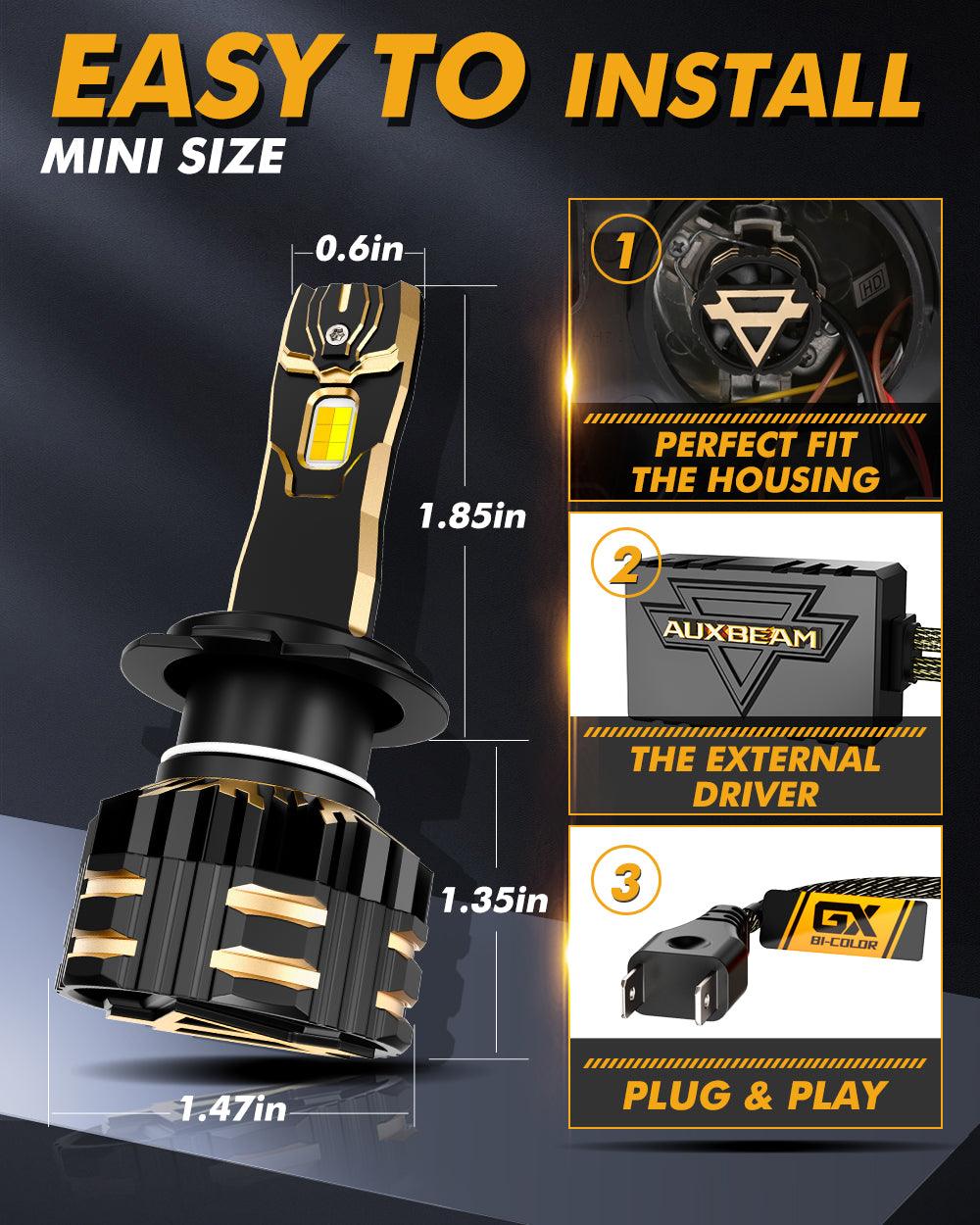 H7 LED Bulb Fog Lights/Low Beam Lights 110W 25000LM GX Bi-Color Series High Power & Brightness Dual Color Switchback | 2 Bulbs