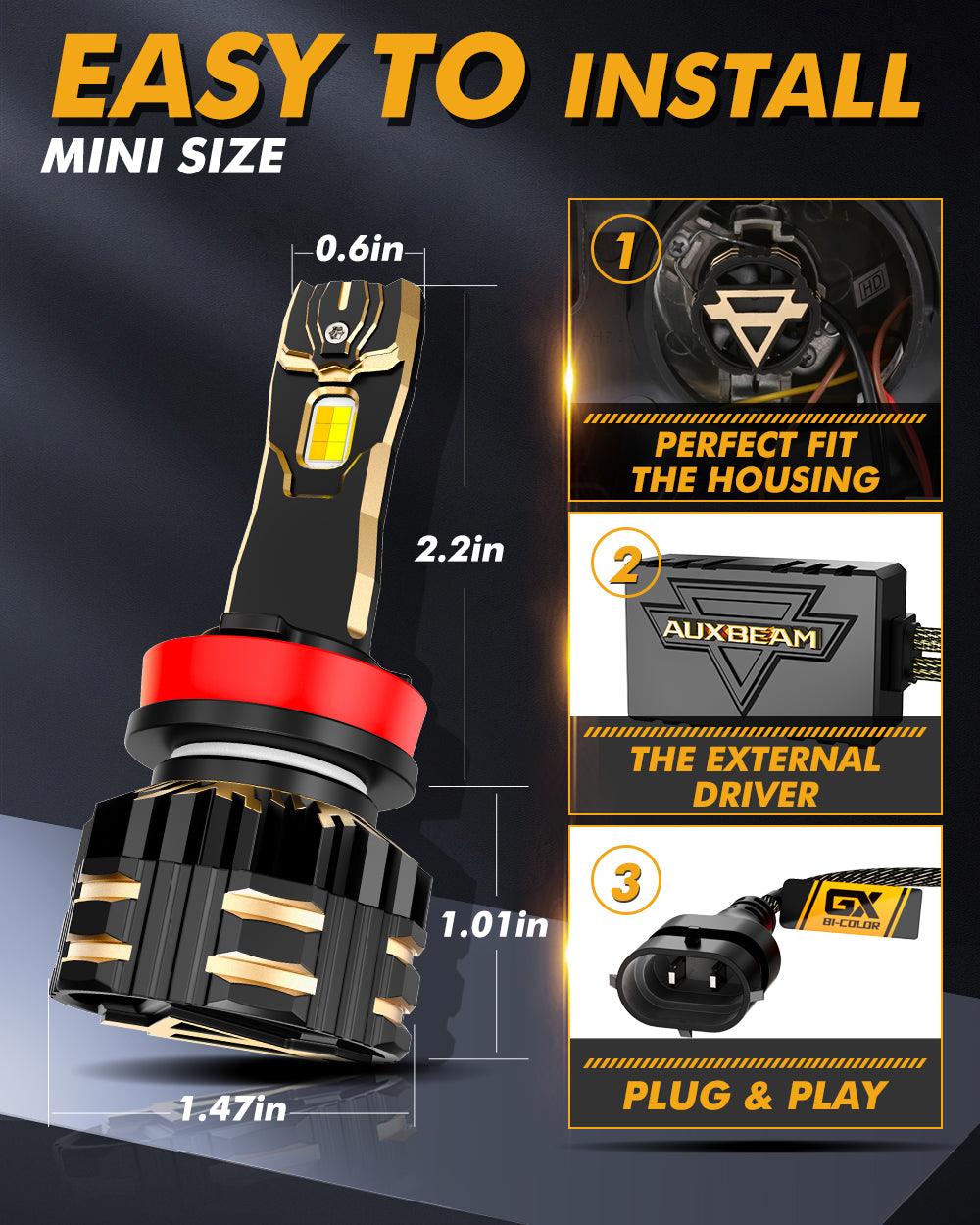 H11/H9/H8/H16JP LED Bulb Fog Lights/Low Beam Lights 110W 25000LM GX Bi-Color Series High Power & Brightness Dual Color Switchback | 2 Bulbs