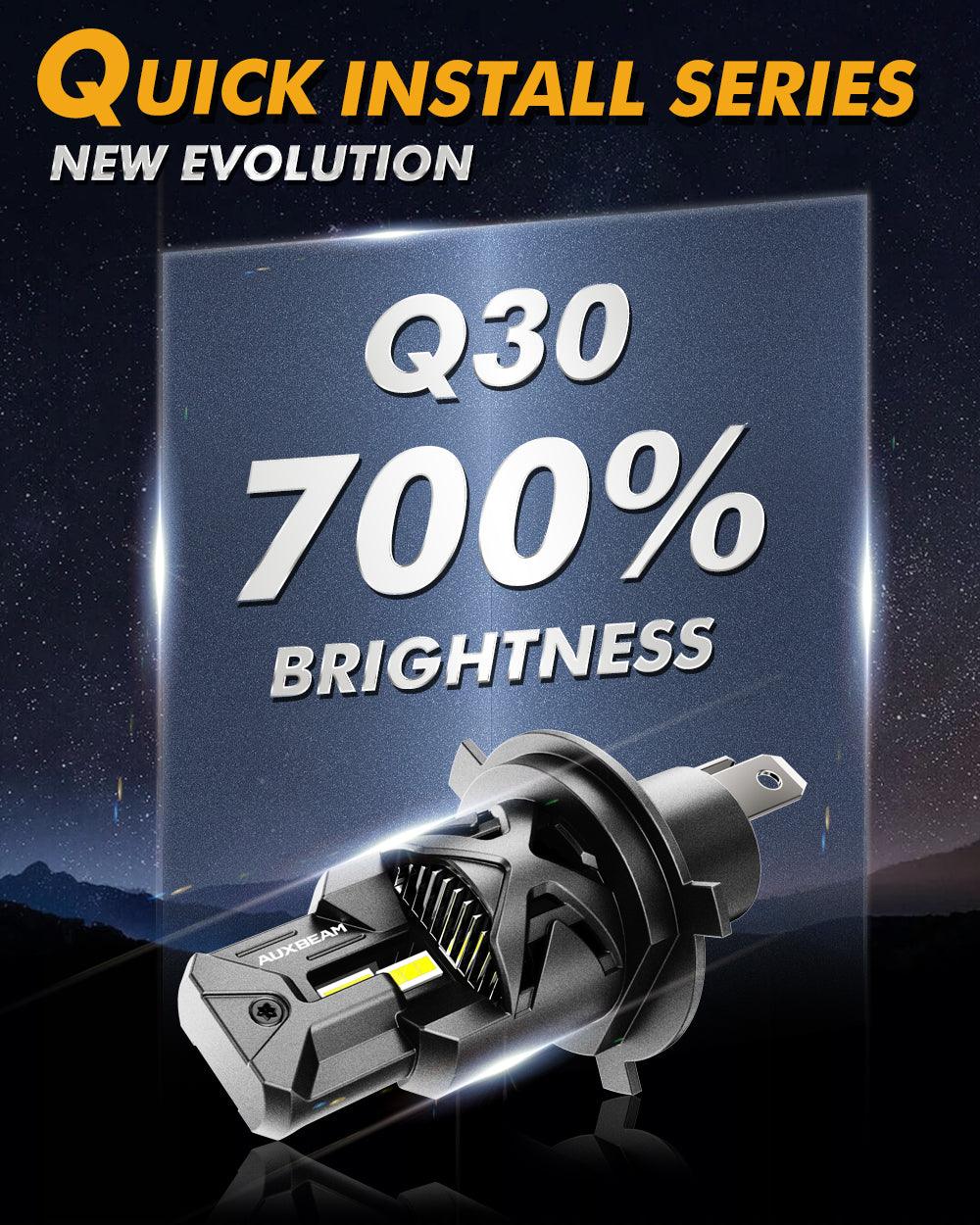 H4 HS1 LED Headlight Bulb Q30 Series Brightest Wireless High Low Dual Beam for Motorcycle Car Truck ATV UTV Snowmobile | 2 Bulbs