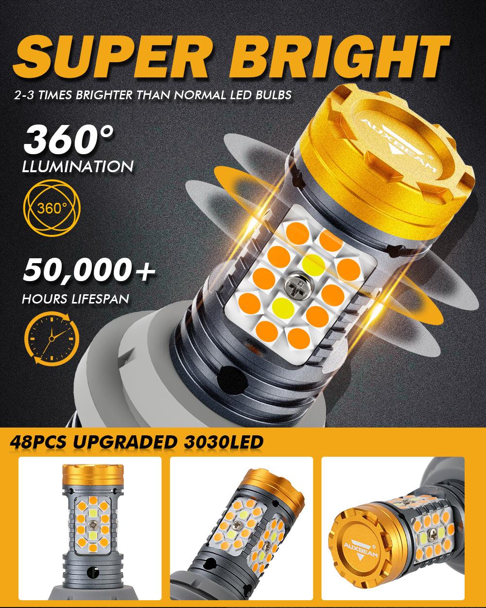 🆕1157 BAY15D LED Front Turn Signal & DRL Light Bulbs 800% High Brightness CAN-Bus Error Free Dual Color Switchback White & Amber B31 Series | 2 Bulbs