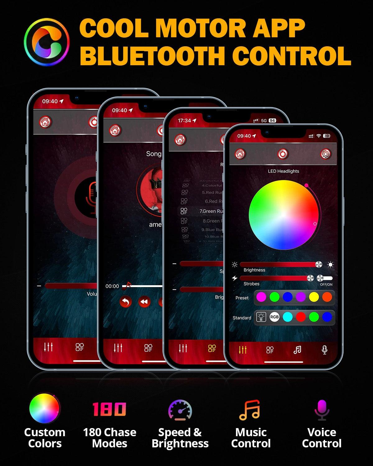 Upgraded 4 Inch LED Fog Lights with RGB Halo Ring & Turn Signal Light, Bluetooth Control for Jeep Wrangler JK/JL 2018-2024